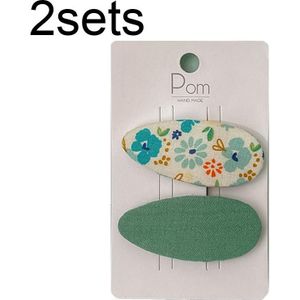 2 sets Candy Color Floral Polka Dot Sweet Baby Drop Hair Clip (Groene bloem)
