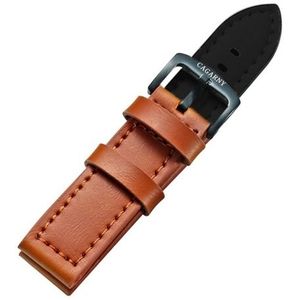 CAGARNY eenvoudige Fashion horloges Band groene gesp lederen horlogebandje  breedte: 22mm(Brown)