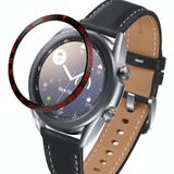 Voor Samsung Galaxy Watch 3 41mm Smart Watch Steel Bezel Ring  E-versie (Zwarte Ring Rode Letter)