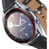 Voor Samsung Galaxy Watch 3 41mm Smart Watch Steel Bezel Ring  E-versie (Zwarte Ring Rode Letter)