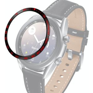 Voor Samsung Galaxy Watch 3 41mm Smart Watch Steel Bezel Ring  E-versie (Zwarte Ring Rode Letter)