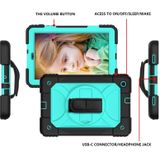 Voor Samsung Galaxy Tab A 10.1 (2019) T510/T515 Schokbestendige PC + Siliconen combinatiecase met houder & handbandje (Zwart + Mintgroen)