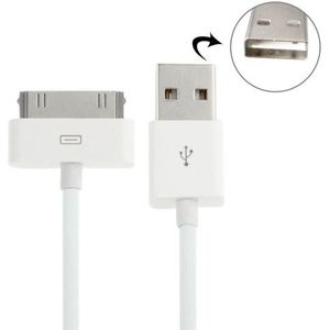 2m USB Double Sided Sync Data / Charging Cable  voor iPhone 4 & 4S / iPhone 3 g / 3G / iPad 3 / iPad 2 / iPad / iPod Touch(White)