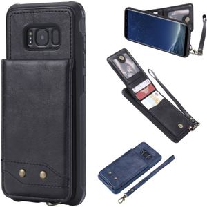 Voor Galaxy S8 Vertical Flip Shockproof Leather Protective Case met Short Rope  Support Card Slots & Bracket & Photo Holder & Wallet Function(Black)