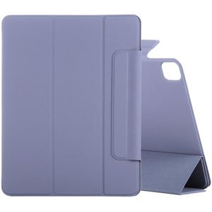 Horizontale Flip Ultra-dunne dubbelzijdige clip vaste gesp magnetische PU lederen case met drie-vouwen houder & slaap / Wake-up Functie Voor iPad Pro 12.9 inch (2020)(Paars)