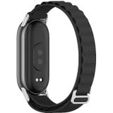 Voor Xiaomi Mi Band 8 Mijobs nylon ademende horlogeband (zwart zilver)