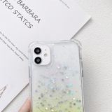 Gradint glitter poeder epoxy TPU verdikte acryl shockproof case met brede halslijn voor iphone 12 pro max (gletsjer blauw)