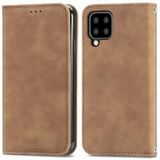 Voor Samsung Galaxy A22 5G Retro Skin Feel Business Magnetische Horizontale Flip Lederen Hoesje met houder  Kaart Slots & Portemonnee & Fotolijst (Bruin)