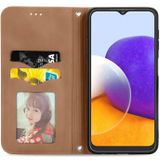 Voor Samsung Galaxy A22 5G Retro Skin Feel Business Magnetische Horizontale Flip Lederen Hoesje met houder  Kaart Slots & Portemonnee & Fotolijst (Bruin)