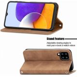 Voor Samsung Galaxy A22 5G Retro Skin Feel Business Magnetische Horizontale Flip Lederen Hoesje met houder  Kaart Slots & Portemonnee & Fotolijst (Bruin)