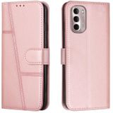 For Motorola Moto G Stylus 2022 5G Stitching Calf Texture Buckle Leather Phone Case(Pink)