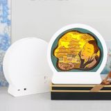 Chinese stijl papier carving lamp nachtlicht 3D gepersonaliseerde cadeau decoratie  lichte kleur: warm licht (wit)