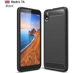 Geborsteld textuur Carbon Fiber TPU Case voor Xiamo Redmi 7A (zwart)