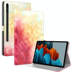 For Samsung Galaxy Tab S7+ 12.4 inch T970 / T976B Voltage Watercolor Pattern Skin Feel Magnetic Horizontal Flip PU Leather Case with Holder & Card Slots & Photo Frame(Spring Cherry)