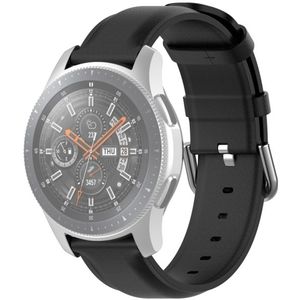 Voor Samsung Galaxy Watch 3 45mm 22mm lederen band met ronde staart gesp (Zwart)