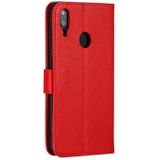 Feather patroon Litchi textuur horizontale Flip lederen draagtas met portemonnee & houder & kaartsleuven voor Huawei Y7 (2019) (rood)