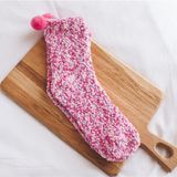 3 paren kerst vrouwen pluizig sokken warme winter gezellige lounge sokken (Rose rood)