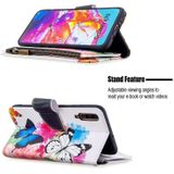 Voor Samsung Galaxy A70 Gekleurd tekenpatroon Rits Horizontale Flip Lederen case met houder & kaartslots & portemonnee(twee vlinders)