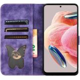 Voor Xiaomi Redmi Note 12 4G Global Butterfly Cat relif flip lederen telefoonhoes