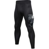 Camouflage Pocket Training Running Fast Dry High Elastic Sports Casual Tights (Kleur: Zwart Camouflage Grijs Formaat:S)