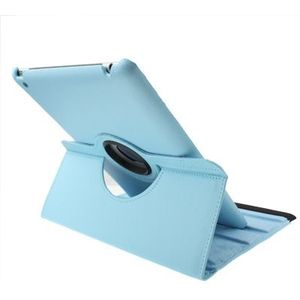 360 graden draaiend PU lederen hoesje met slaap / wekker functie & houder voor New iPad (iPad 3) / iPad 2, Baby blauw