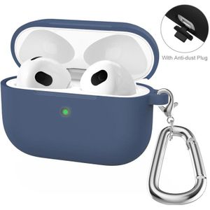 ENKAY Hat-Prince Thickened Silicone Protective Case Shock-Absorbing Cover with Keychain for Apple AirPods Pro 2 2021(Dark Blue)