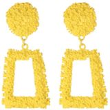 Metalen oorbellen eenvoudige geometrische relif bloemen oorbellen Retro Fashion persoonlijkheid Earrings(yellow)