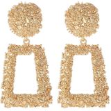 Metalen oorbellen eenvoudige geometrische relif bloemen oorbellen Retro Fashion persoonlijkheid Earrings(yellow)