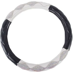 De kleur zwart-wit lederen auto Steering Wheel Cover Sets Four Seasons generaal met diamant