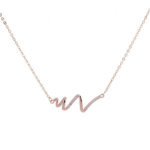 S925 Sterling Zilveren Ketting Vrouwen ECG accessoire ketting (Rose Gold)