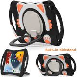 Cute Cat King Kids Schokbestendige EVA beschermhoes met houder & schouderriem & handvat voor ipad 10.2 2019/2020 / 2021 / pro 10.5 (zwart oranje)