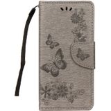 Voor Huawei P20 relif Lite Vintage bloemen vlinder patroon horizontale Flip lederen draagtas met kaartslot & houder & portemonnee & Lanyard (grijs)