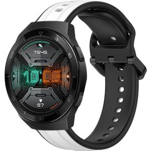 Voor Huawei Watch GT 2E 22 mm bolle lus tweekleurige siliconen horlogeband (wit + zwart)