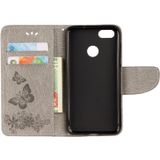 Voor Huawei P9 relif Lite Mini Vintage bloemen vlinder patroon horizontale Flip lederen draagtas met kaartslot & houder & portemonnee & Lanyard (grijs)