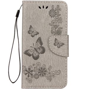 Voor Huawei P9 relif Lite Mini Vintage bloemen vlinder patroon horizontale Flip lederen draagtas met kaartslot & houder & portemonnee & Lanyard (grijs)