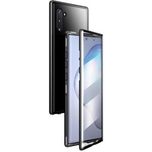 Voor Samsung Galaxy Note10 Magnetic Metal Frame Dubbelzijdige Tempered Glass Case(Zwart)