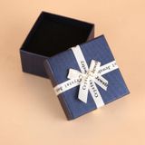 10 STUKS Bowknot Sieraden Gift Box Vierkante Sieraden Papier Verpakking Doos  Specificatie: 9x9x4cm (Donkerblauw)
