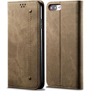 Voor iPhone 6 plus/6s plus denim textuur casual stijl horizontale Flip lederen draagtas met houder & kaartsleuven & portemonnee (kaki)