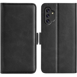 Voor Samsung Galaxy A13 4G Dual-Side Magnetic Buckle Horizontale Flip Lederen Case met Houder & Card Slots & Portemonnee (Zwart)
