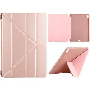 Millet Texture PU + Siliconen lederen behuizing met multi-opvouwbare houder voor iPad Air (2020) 10 9 inch (roze)