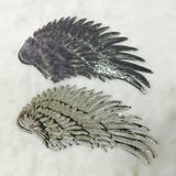 Royal Blue een paar Sequin Feather Wing vorm kleding patch sticker DIY kleding accessoires  grootte: grote 33 5 x 32cm