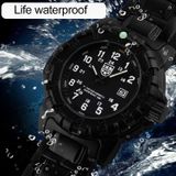 voegt MY-047 Outdoor Sports Multifunctionele Waterdichte Lichtgevende Horloge Legering Watchstrap Quartz Watch for Heren (Blauw Licht)