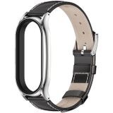 Voor Xiaomi Mi Band 7/7 NFC Mijobs plus echte lederen horlogeband (zwart zilver)