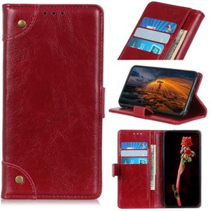 Voor Sony Xperia 5 III Koper Buckle Nappa Texture Horizontale Flip Leren Case met Houder & Card Slots & Portemonnee (rode wijn)