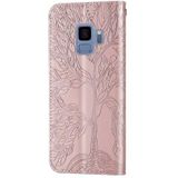 Voor Samsung Galaxy S9 Life of Tree Embossing Pattern Horizontale Flip Lederen Case met Holder & Card Slot & Wallet & Photo Frame & Lanyard(Rose Gold)