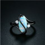 S vorm opaal steen zwarte kleurringen mode-sieraden voor vrouwen  ring maat: 7 (zwart)