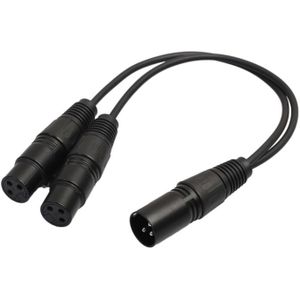 30cm 3 Pin XLR kanon 1 mannetje naar 2 vrouwelijke audioconnector adapterkabel voor microfoon / Audio apparatuur (zwart)