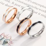 4 PCS Simple Black White Epoxy Couple Ring Women Titanium Steel Ring Jewelry  Size: US Size 10(Black Glue Rose Gold)