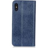 Magnetische retro Crazy Horse textuur horizontale Flip lederen case voor iPhone X/XS  met houder & kaartsleuven & portemonnee (blauw)