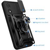 Voor Motorola Moto E13 4G Sliding Camera Cover Design TPU+PC Phone Case(Black)